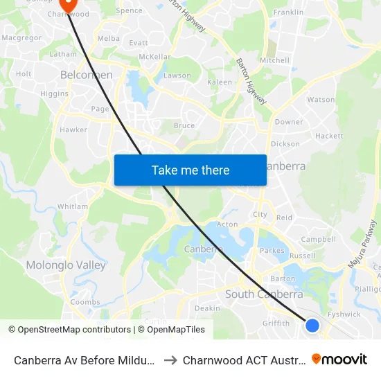 Canberra Av Before Mildura St to Charnwood ACT Australia map