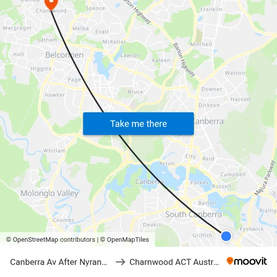 Canberra Av After Nyrang St to Charnwood ACT Australia map