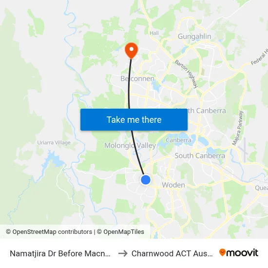 Namatjira Dr Before Macnally St to Charnwood ACT Australia map
