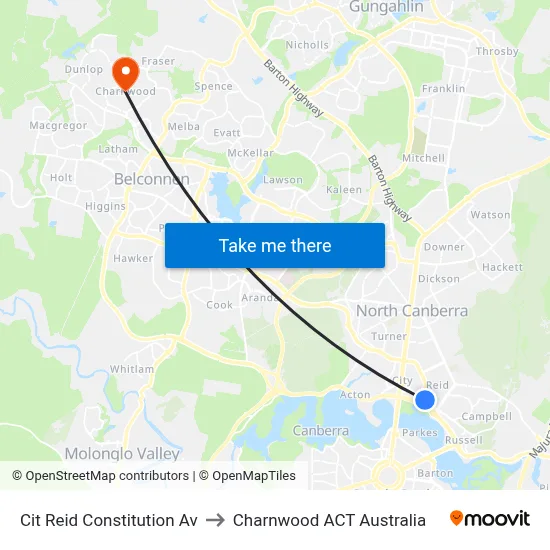 Cit Reid Constitution Av to Charnwood ACT Australia map