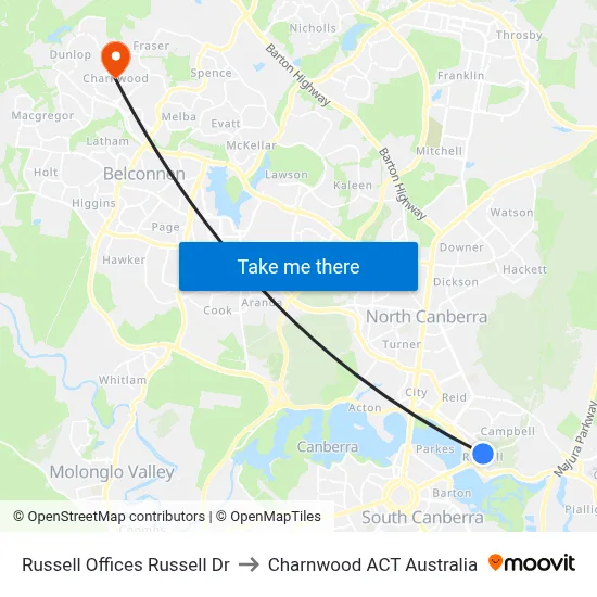 Russell Offices Russell Dr to Charnwood ACT Australia map