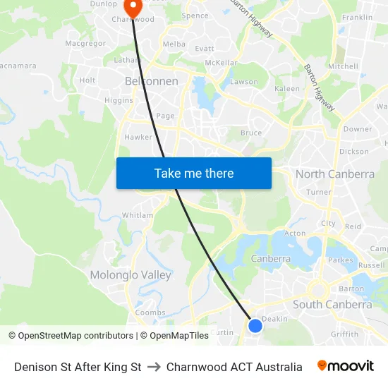 Denison St After King St to Charnwood ACT Australia map