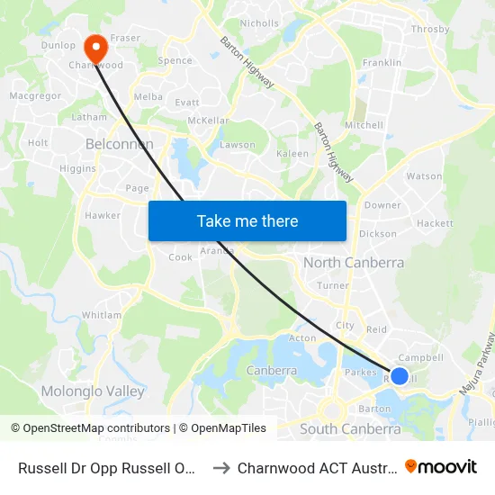 Russell Dr Opp Russell Offices to Charnwood ACT Australia map