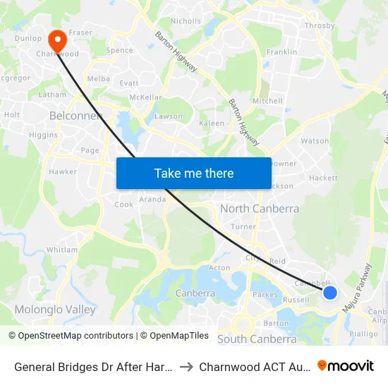 General Bridges Dr After Harrison Rd to Charnwood ACT Australia map