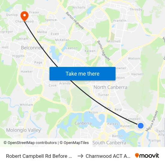 Robert Campbell Rd Before Parnell Rd to Charnwood ACT Australia map