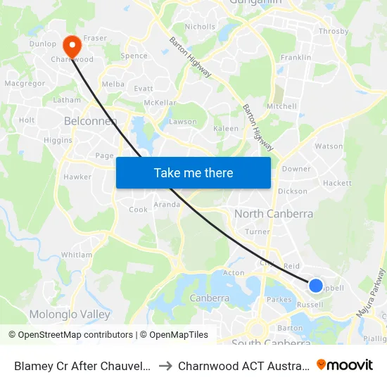 Blamey Cr After Chauvel St to Charnwood ACT Australia map