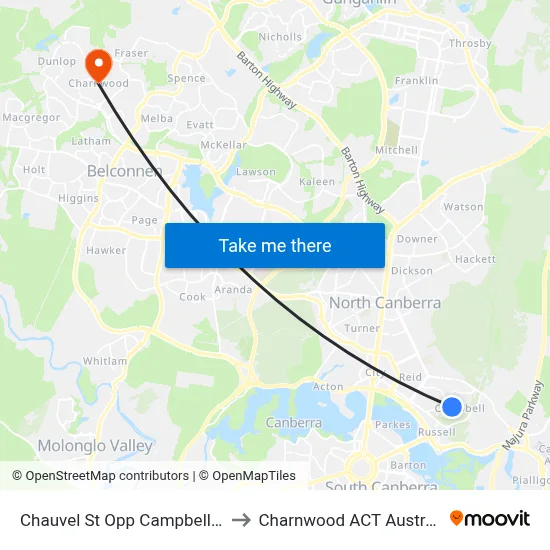 Chauvel St Opp Campbell Ps to Charnwood ACT Australia map