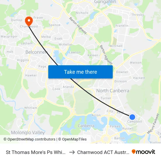 St Thomas More's Ps White St to Charnwood ACT Australia map