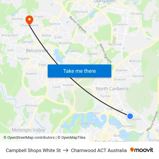 Campbell Shops White St to Charnwood ACT Australia map