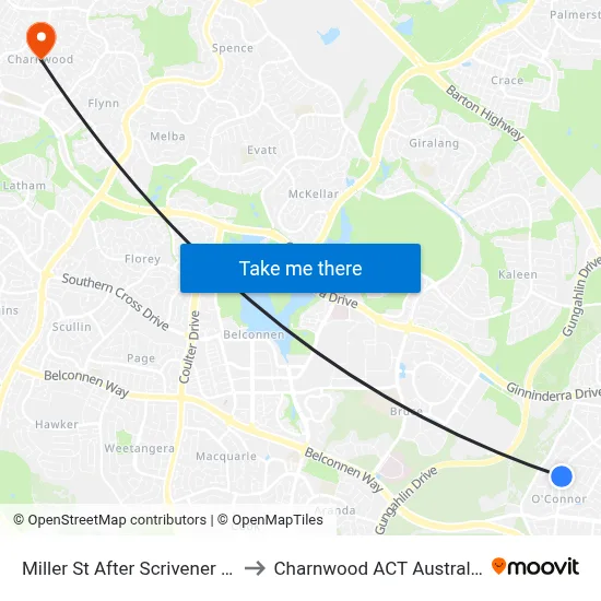 Miller St After Scrivener St to Charnwood ACT Australia map