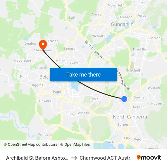 Archibald St Before Ashton St to Charnwood ACT Australia map