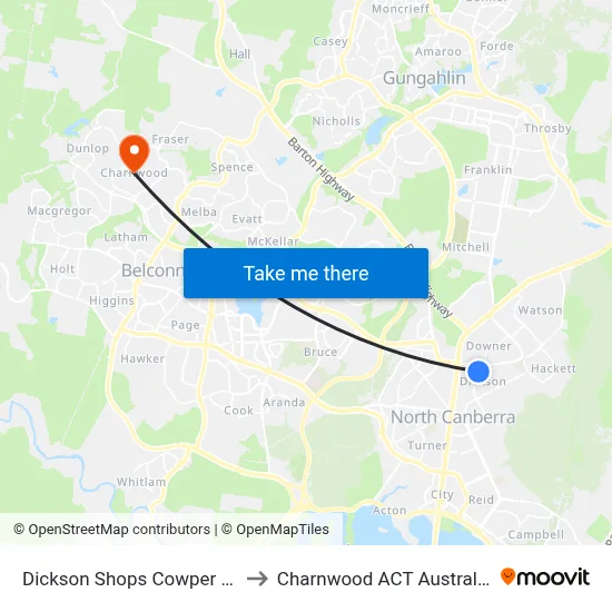 Dickson Shops Cowper St to Charnwood ACT Australia map