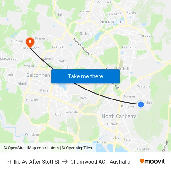 Phillip Av After Stott St to Charnwood ACT Australia map