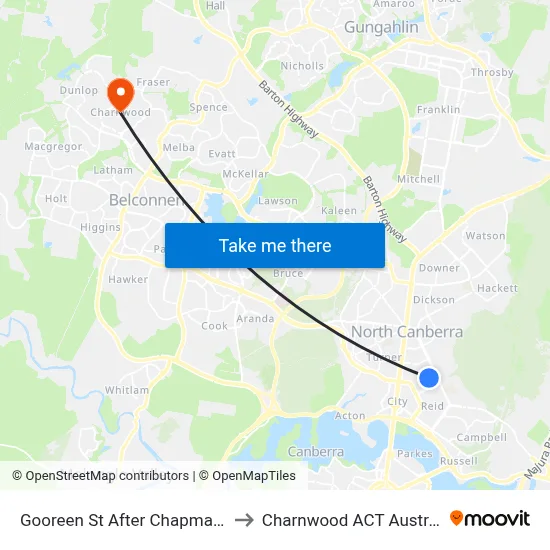 Gooreen St After Chapman St to Charnwood ACT Australia map