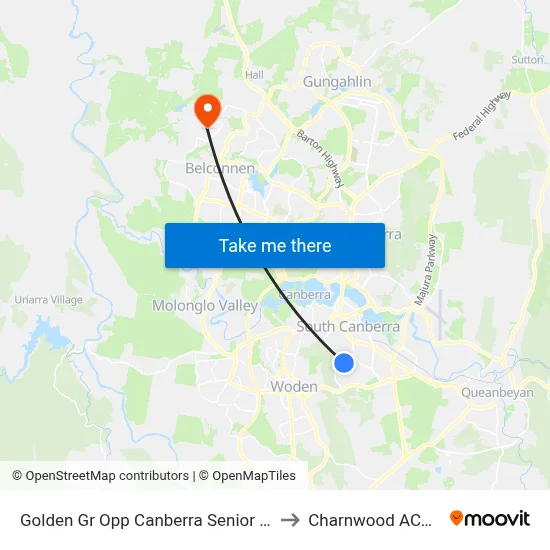 Golden Gr Opp Canberra Senior Grammar School to Charnwood ACT Australia map
