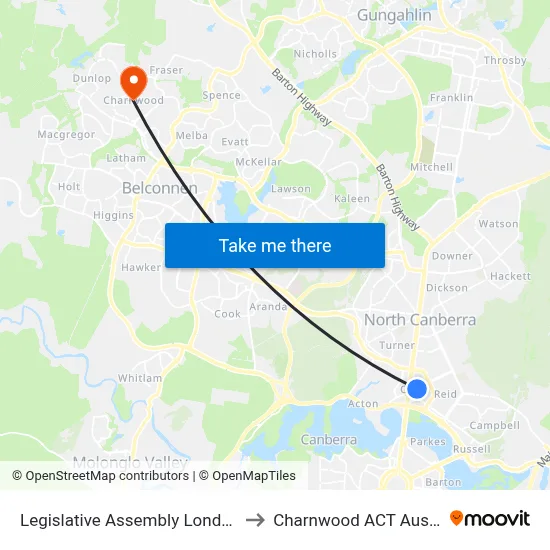 Legislative Assembly London Cct to Charnwood ACT Australia map