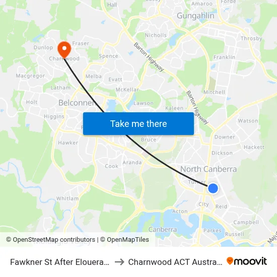 Fawkner St After Elouera St to Charnwood ACT Australia map