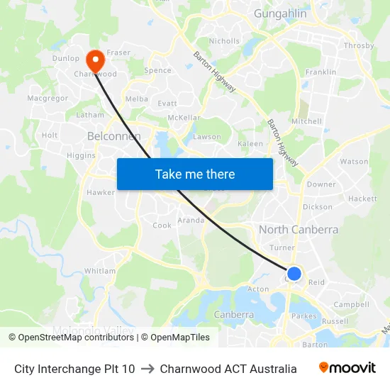 City Interchange Plt 10 to Charnwood ACT Australia map