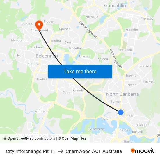 City Interchange Plt 11 to Charnwood ACT Australia map