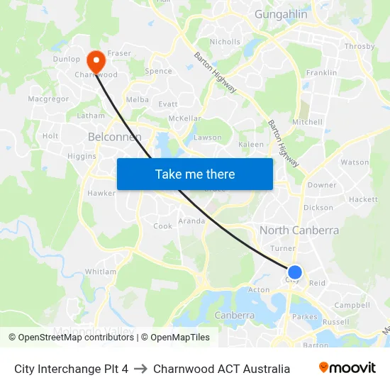 City Interchange Plt 4 to Charnwood ACT Australia map