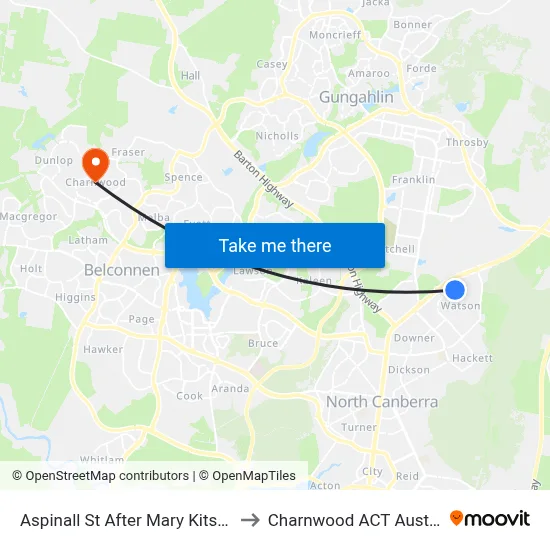 Aspinall St After Mary Kitson St to Charnwood ACT Australia map