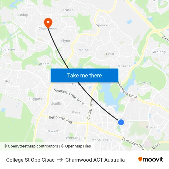 College St Opp Cisac to Charnwood ACT Australia map