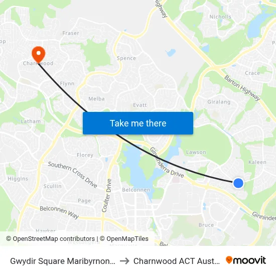Gwydir Square Maribyrnong Av to Charnwood ACT Australia map