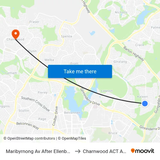 Maribyrnong Av After Ellenborough St to Charnwood ACT Australia map