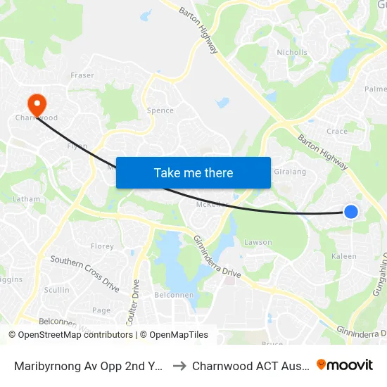 Maribyrnong Av Opp 2nd Yarra St to Charnwood ACT Australia map