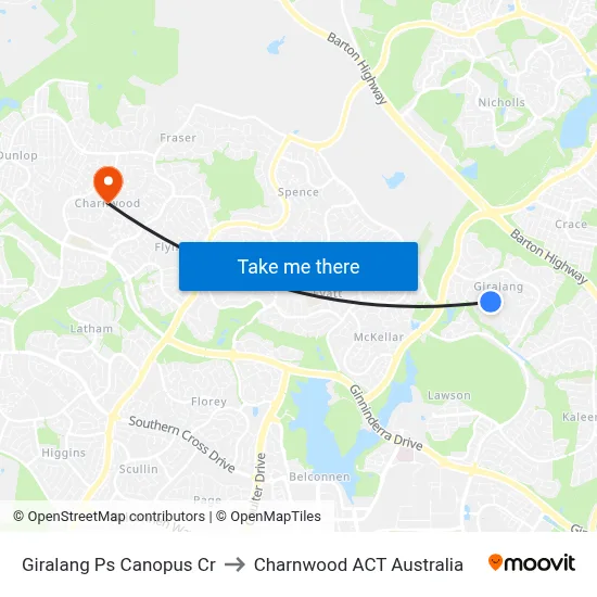 Giralang Ps Canopus Cr to Charnwood ACT Australia map