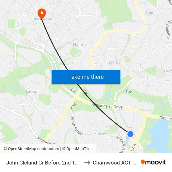 John Cleland Cr Before 2nd Twelvetrees Cr to Charnwood ACT Australia map