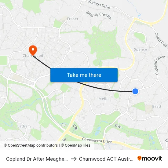 Copland Dr After Meagher Pl to Charnwood ACT Australia map