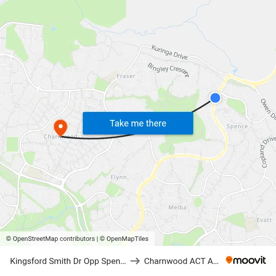 Kingsford Smith Dr Opp Spence Shops to Charnwood ACT Australia map