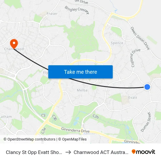 Clancy St Opp Evatt Shops to Charnwood ACT Australia map