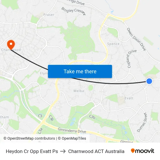 Heydon Cr Opp Evatt Ps to Charnwood ACT Australia map