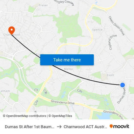 Dumas St After 1st Baume Cr to Charnwood ACT Australia map