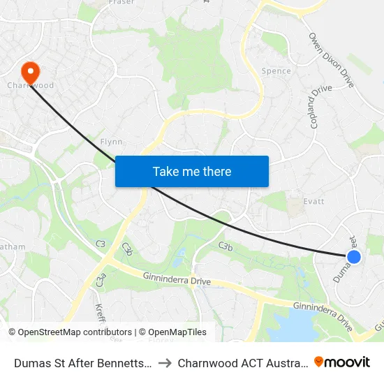 Dumas St After Bennetts Cl to Charnwood ACT Australia map