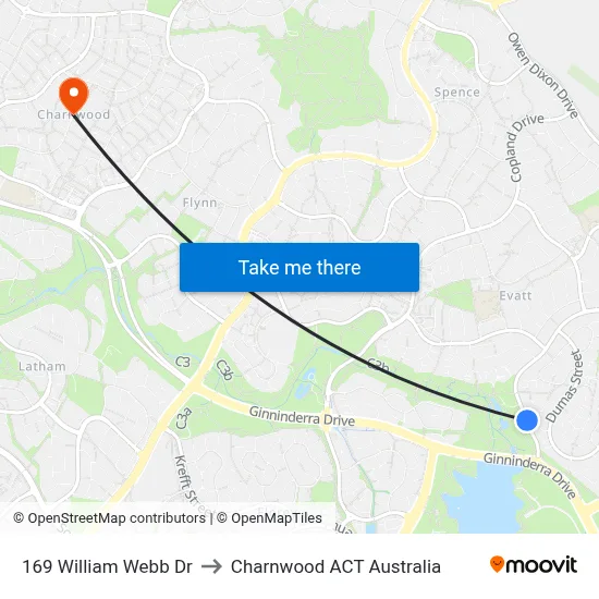 169 William Webb Dr to Charnwood ACT Australia map