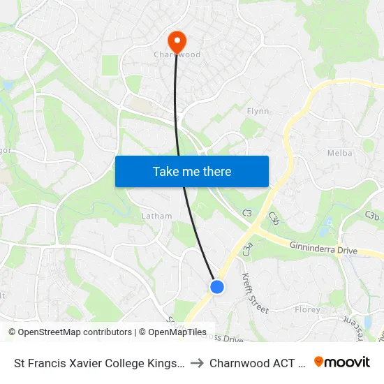 St Francis Xavier College Kingsford Smith Dr to Charnwood ACT Australia map