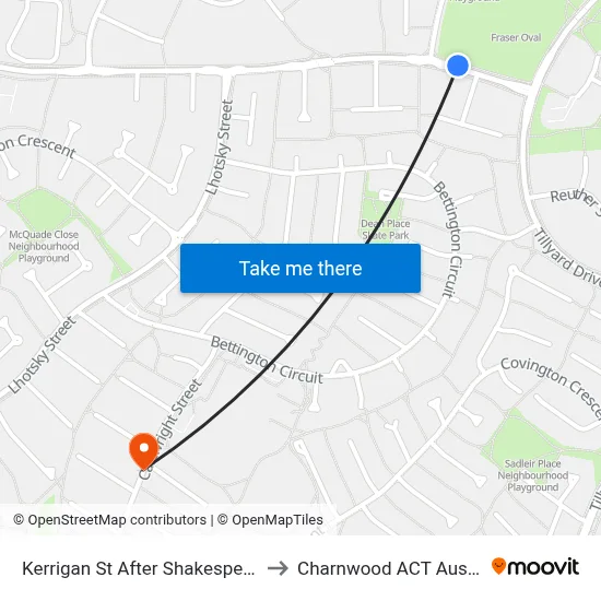 Kerrigan St After Shakespeare Cr to Charnwood ACT Australia map