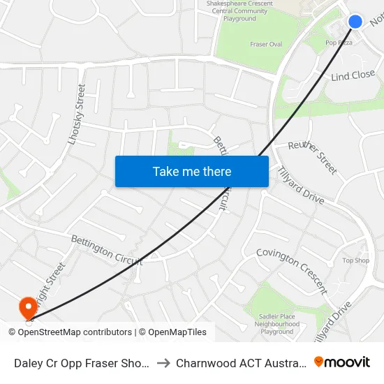 Daley Cr Opp Fraser Shops to Charnwood ACT Australia map