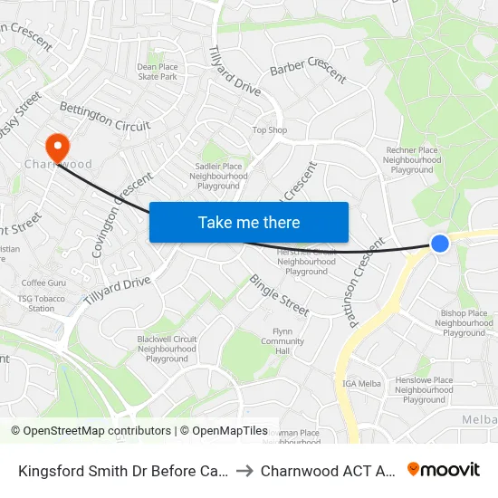 Kingsford Smith Dr Before Carandini St to Charnwood ACT Australia map