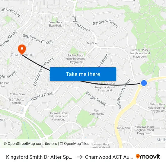 Kingsford Smith Dr After Spalding St to Charnwood ACT Australia map