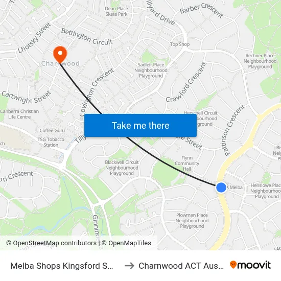 Melba Shops Kingsford Smith Dr to Charnwood ACT Australia map