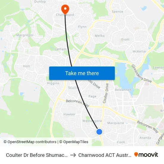 Coulter Dr Before Shumack St to Charnwood ACT Australia map