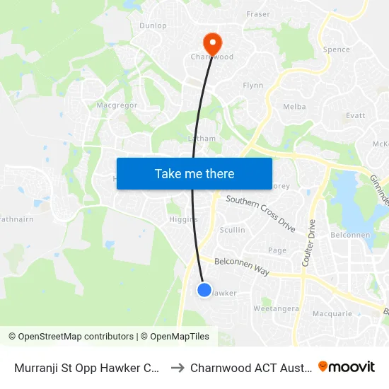 Murranji St Opp Hawker College to Charnwood ACT Australia map