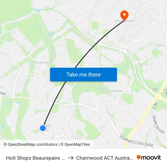 Holt Shops Beaurepaire Cr to Charnwood ACT Australia map