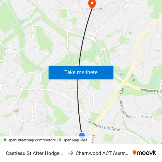 Castieau St After Hodges St to Charnwood ACT Australia map