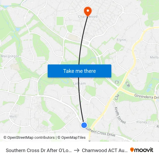 Southern Cross Dr After O'Loghlen St to Charnwood ACT Australia map