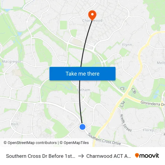 Southern Cross Dr Before 1st Starke St to Charnwood ACT Australia map
